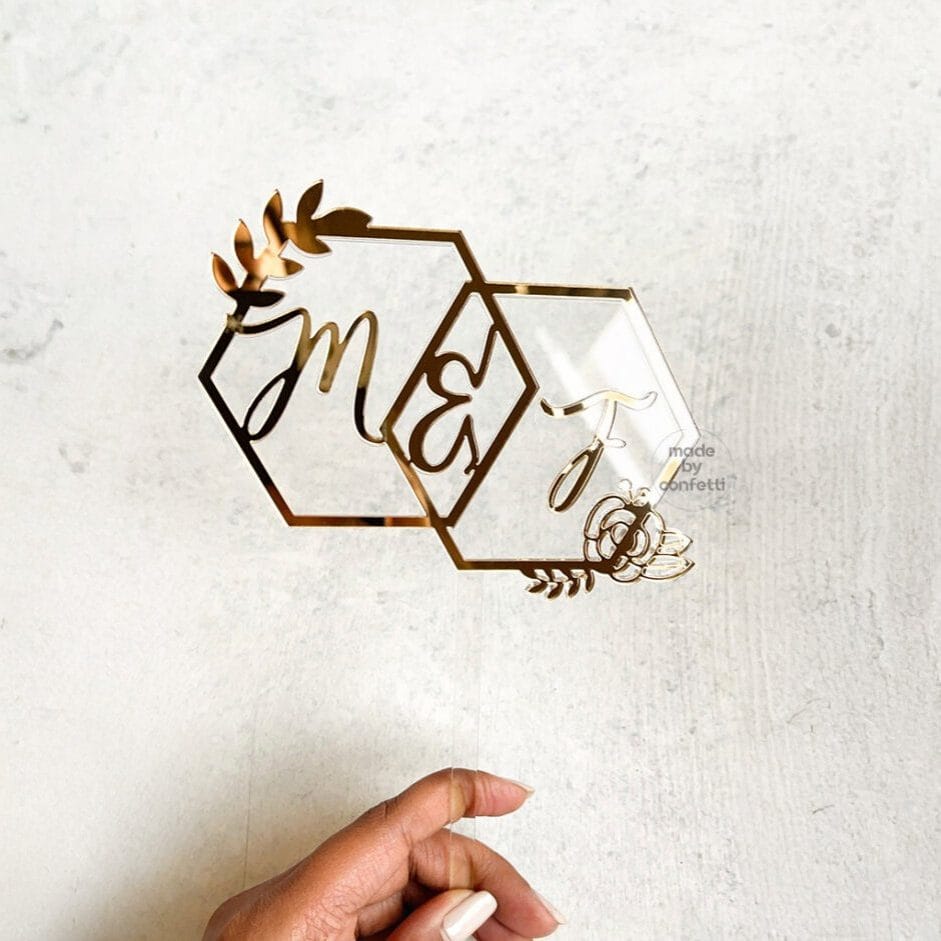NANASUKO Engagement/Wedding Cake Topper - The Best Is Yet To Come - Double Sided Gold Glitter - Premium Quality Made In USA - Gold
