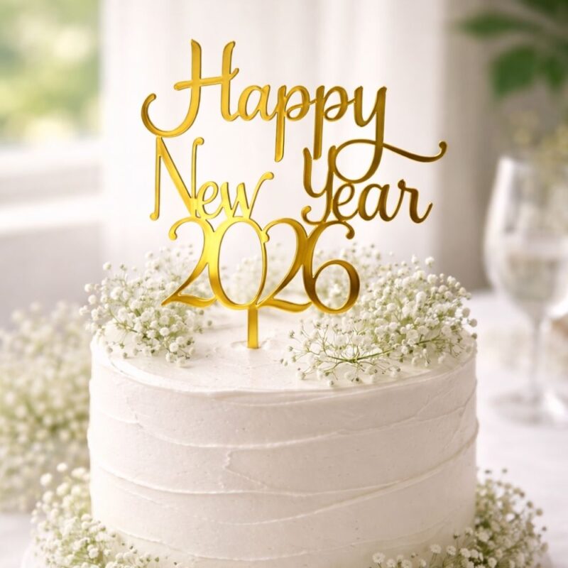 Happy New Year 2026 Cake Topper