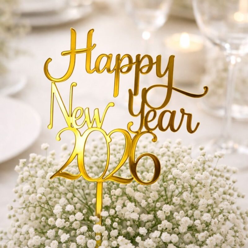 Happy New Year 2026 Cake Topper